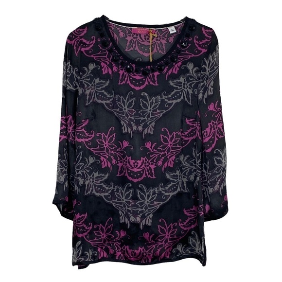 ROBERT GRAHAM - POLY / SILK BLEND VIBRANT TOP / TUNIC - STYLE IS CABIRIA - B1 - Picture 1 of 13